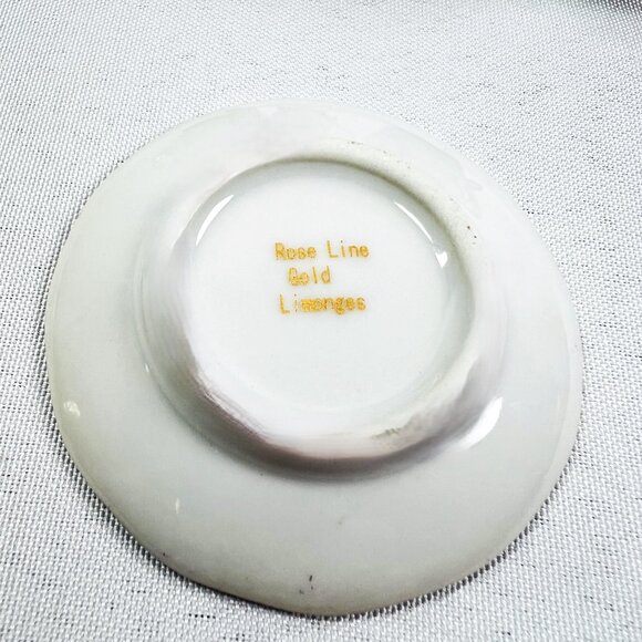 Vintage FIVE Miniature Porcelain Teacups & Plate Pink Floral Rose Gold Gilt - Picture 9 of 10